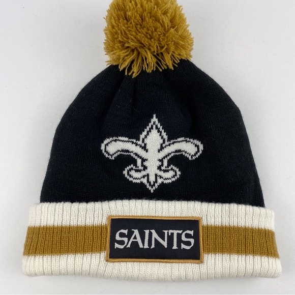 Budweiser New Orleans Saints Beanie Toque with Pompom Navy & White Winter Hat - Picture 1 of 6